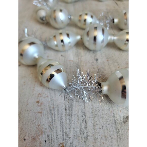 Vintage ball blown glass Garland silver stripe Xmas home decor - Picture 3 of 12